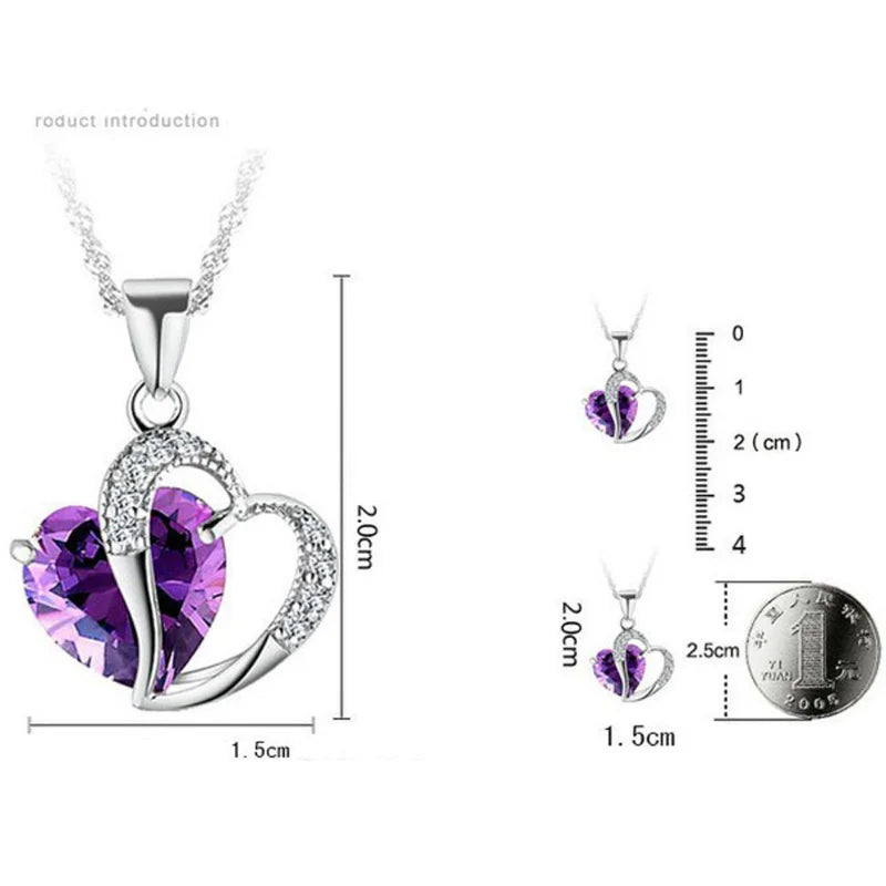 Women's Heart Crystal Rhinestone Silver Pendant Necklace Pendant Necklace Nixie