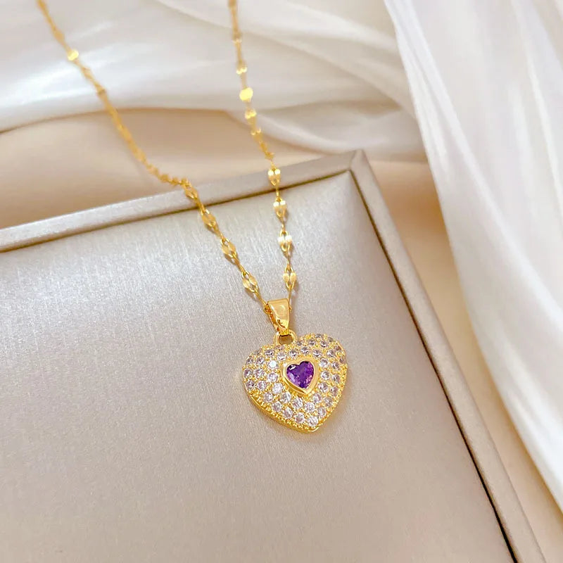 Heart Pendant Necklace Gold – Minimalist Stainless Steel Choker Pendant Necklace Nixie