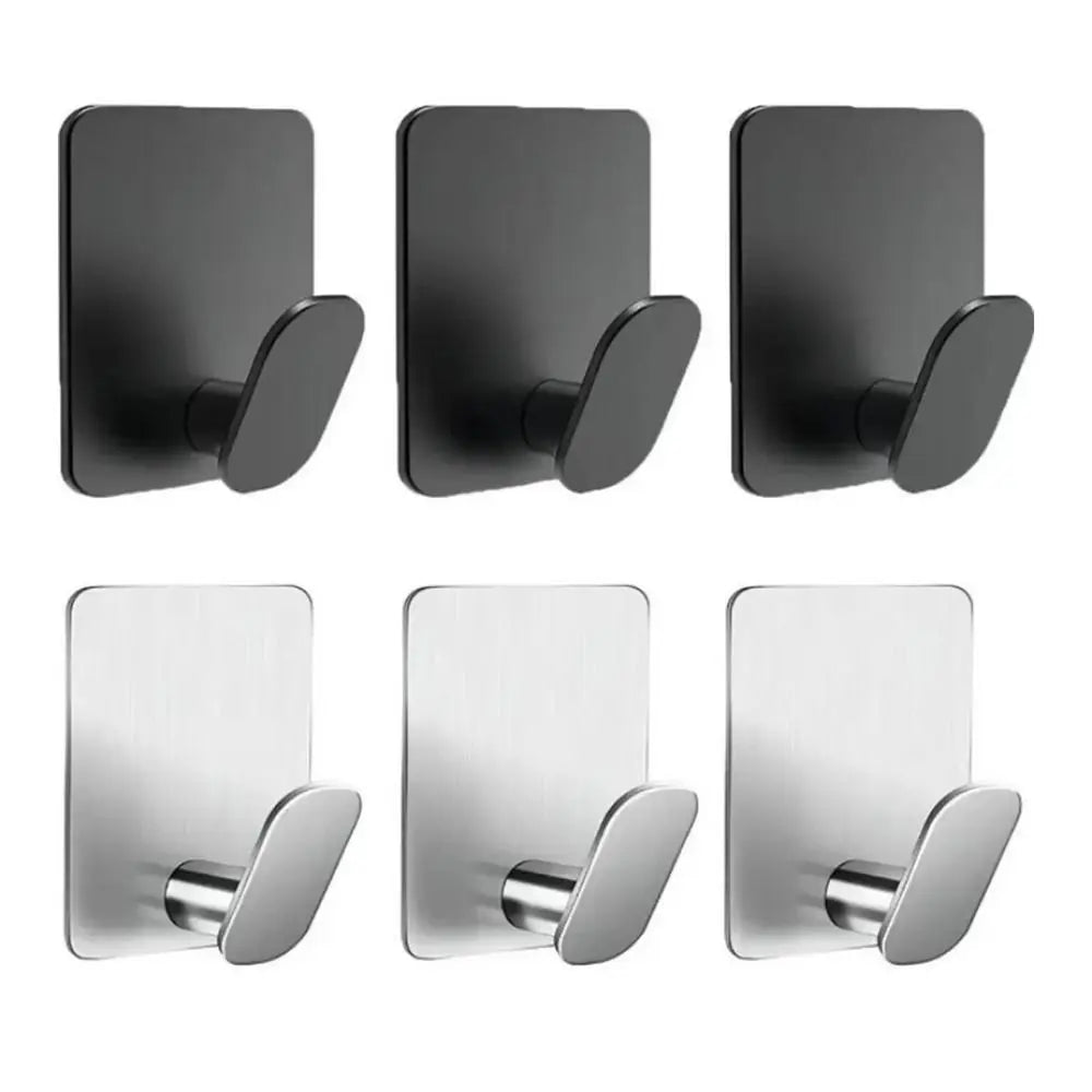 3-Pack Stainless Steel Adhesive Wall Hooks – Rust-Proof