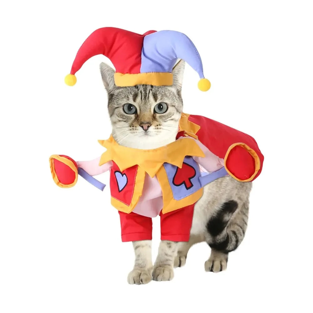 Clown Joker Dog & Cat Costume | Funny Halloween Pet Outfit Pet Costume Nixie