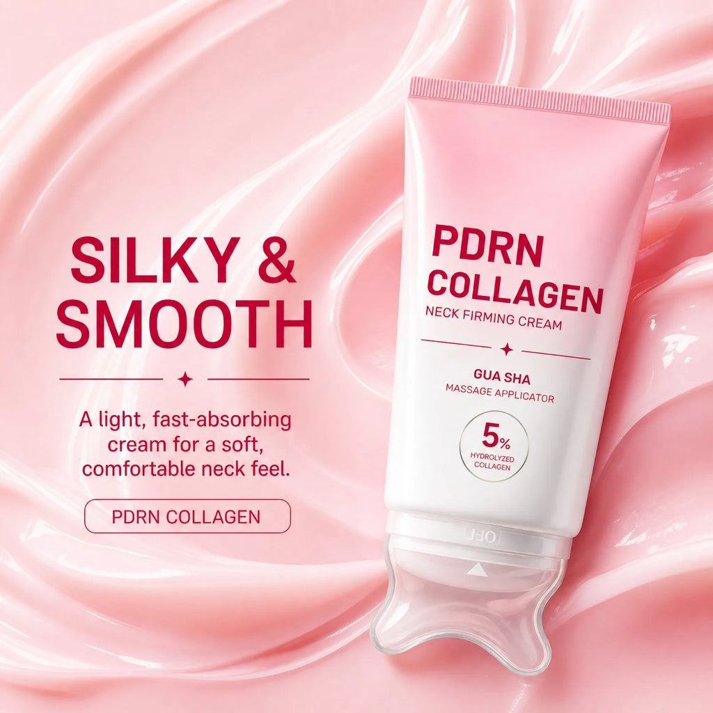 PDRN Collagen Neck Cream with Gua Sha Roller | Firming & Hydrating Neck Firming Cream Nixie