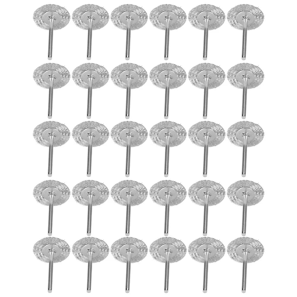 30pcs T-Shape Wire Brush Wheel Set – 3mm Shank Rotary Tool Rotary Tool Brush Nixie