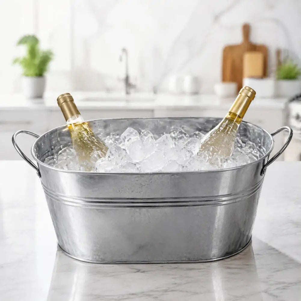 Galvanized Steel Ice Bucket Beverage Tub with Dual Handles Ice Bucket Tub Nixie