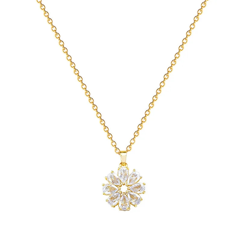 Floral Pendant Necklace Gold Stainless Steel Choker Women Pendant Necklace Nixie