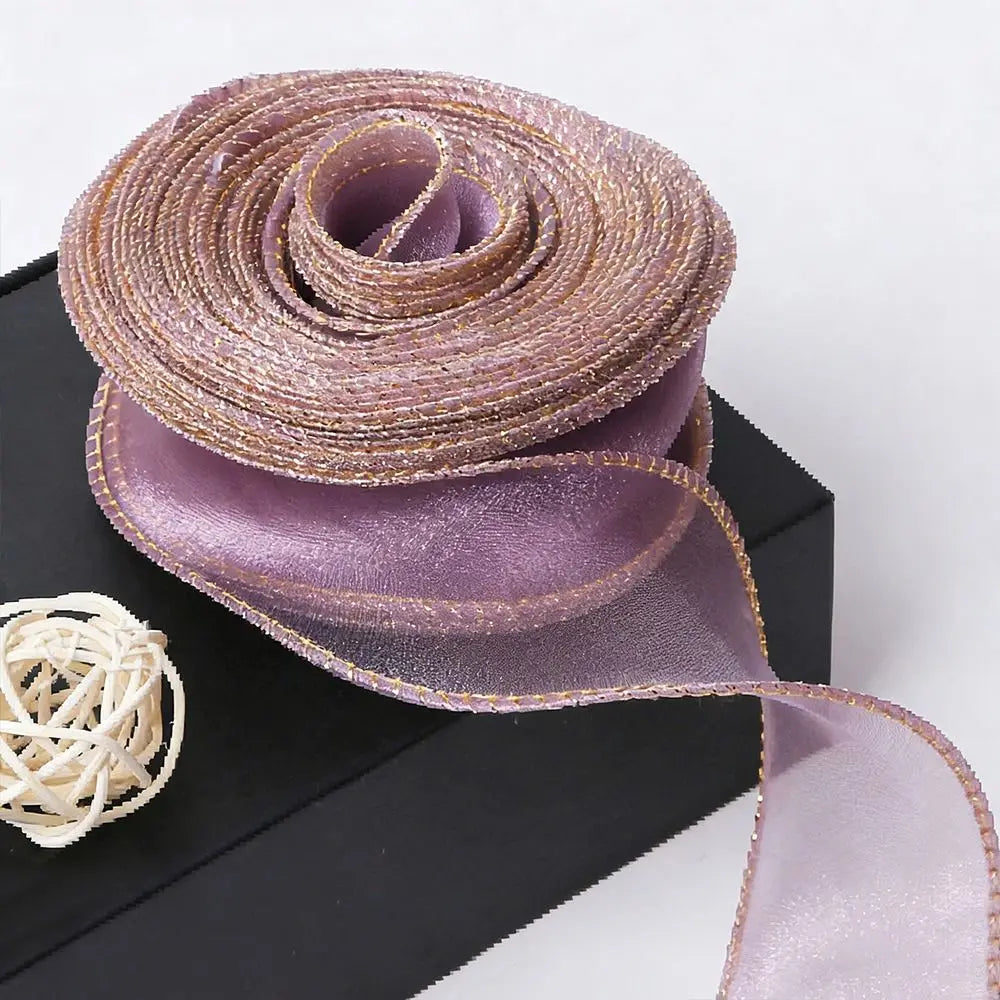 4cm Wired Organza Ribbon Satin Fishtail 10 Yards Solid Color Decorative Craft Ribbon Nixie