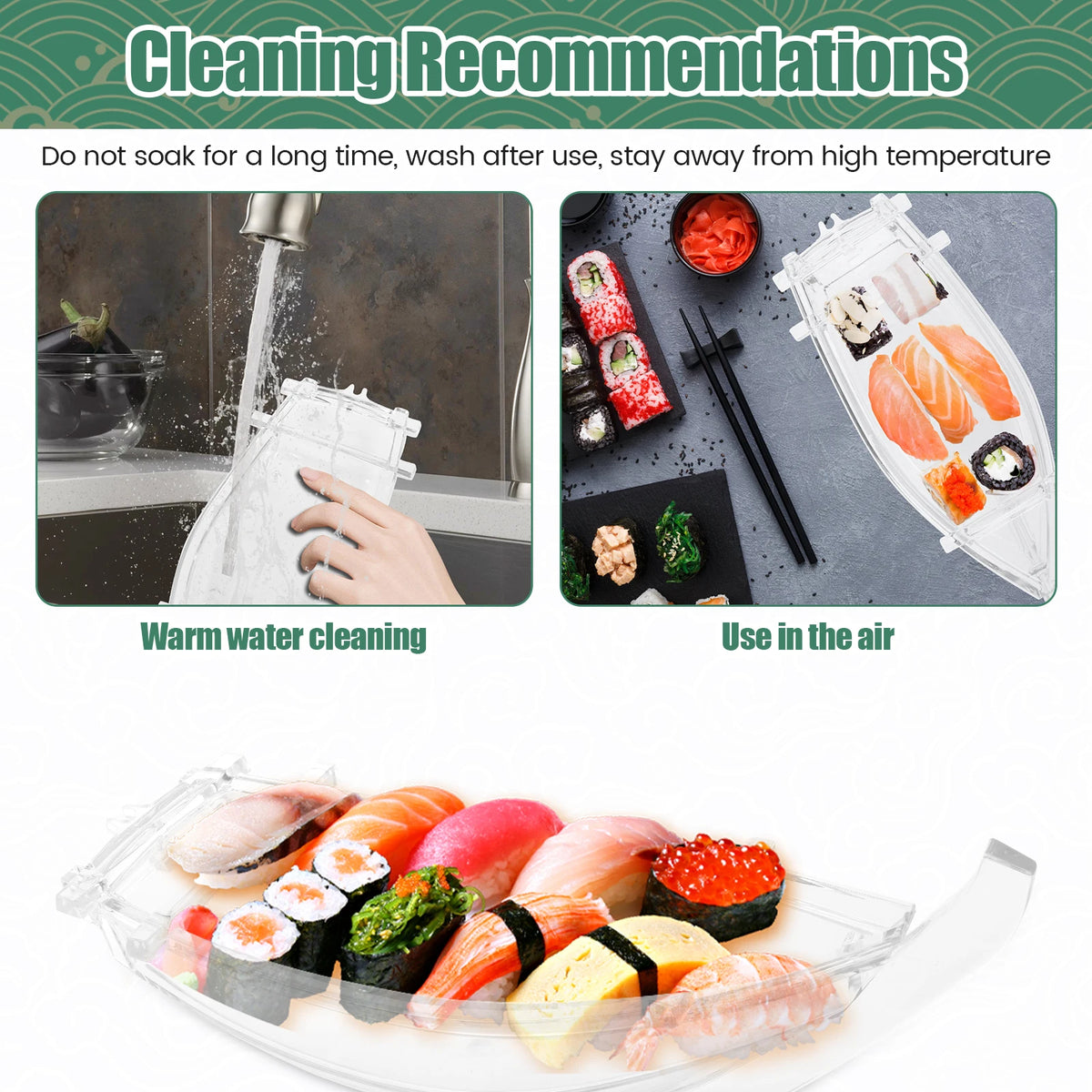 Japanese Sushi Boat Serving Tray – Reusable ABS Plastic