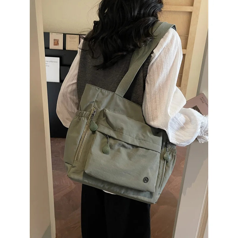 Nixie Japanese Minimalist Tote Bag – Large Nylon Shoulder Bag Women's Tote Bag Nixie