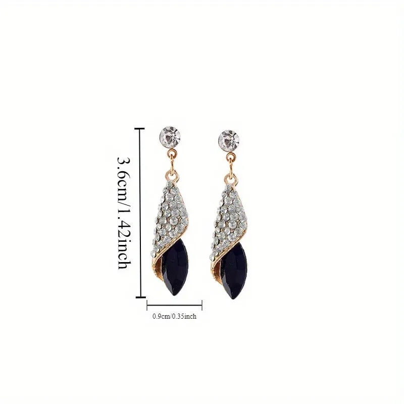 Water Drop Blue Rhinestone Dangle Earrings | Zinc Alloy Dangle Earrings Nixie