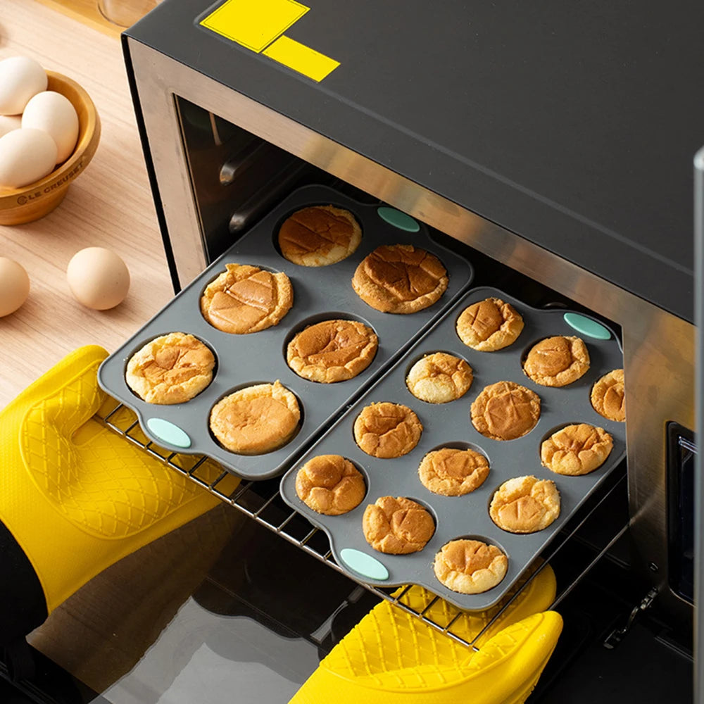 Silicone Muffin Pan 6 & 12-Cavity Non-Stick Cupcake Baking Mold Silicone Baking Pan Nixie