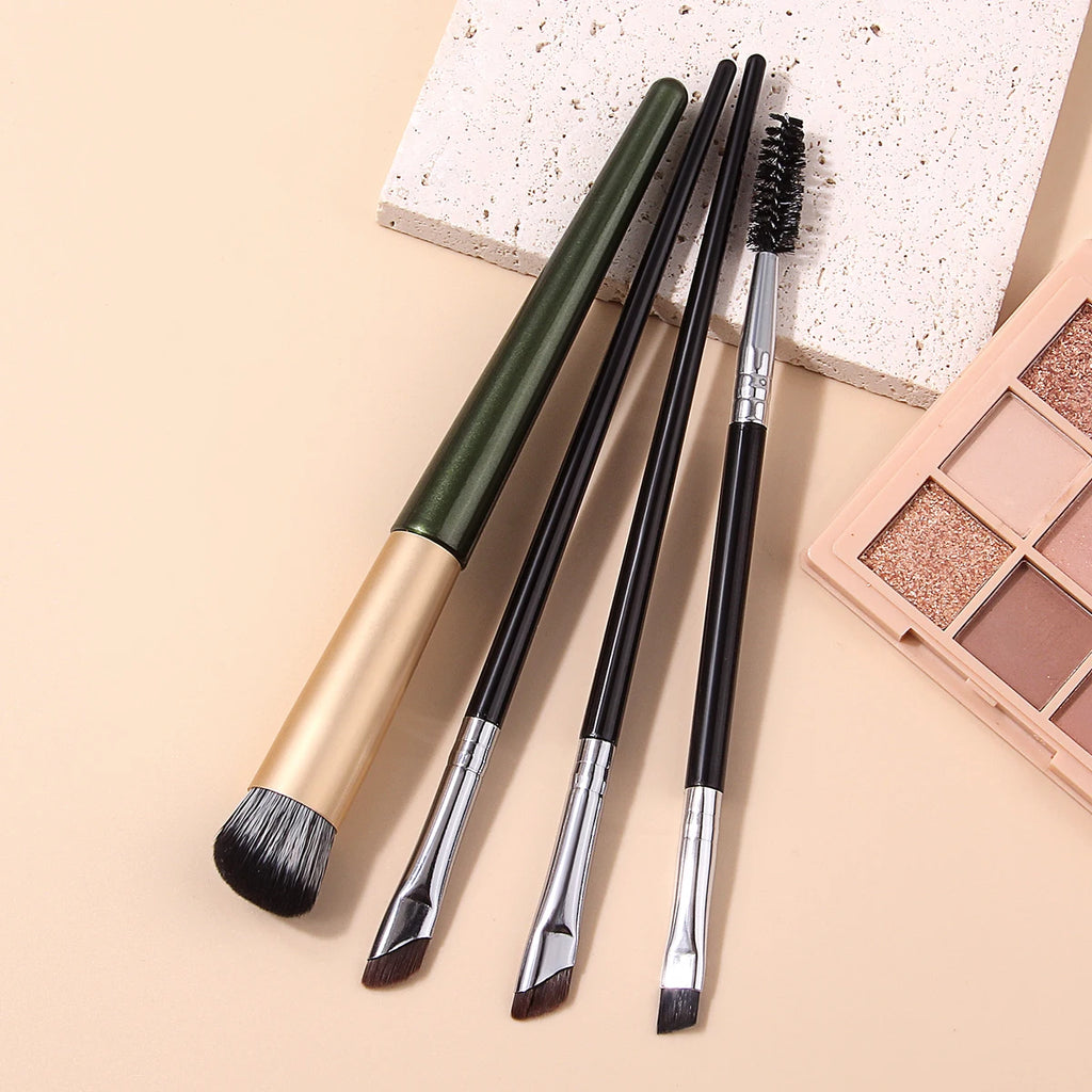 Professional 4-Piece Makeup Brush Set – Soft Wool Fiber Bristles