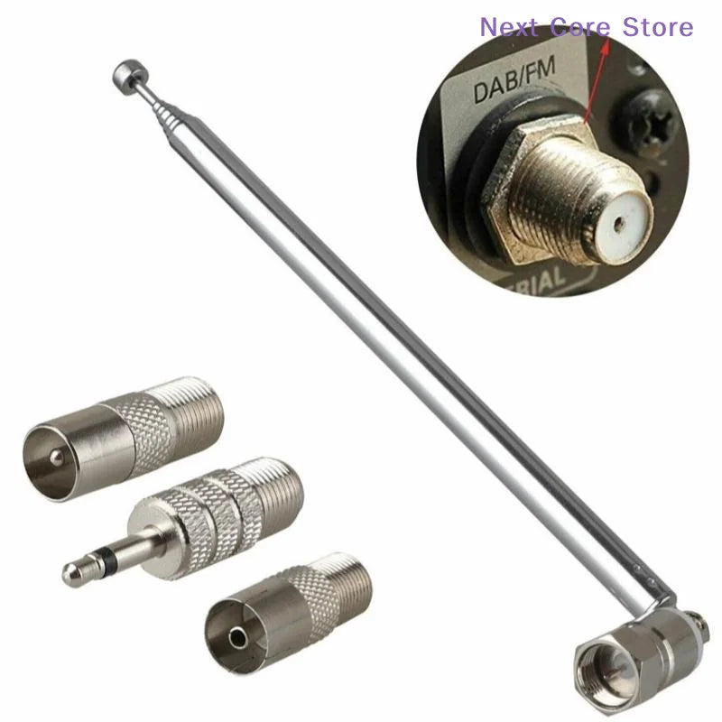 FM Telescopic Rod Antenna 3.5mm F-Type Adapter Kit (4/5Pcs) FM Radio Antenna Nixie
