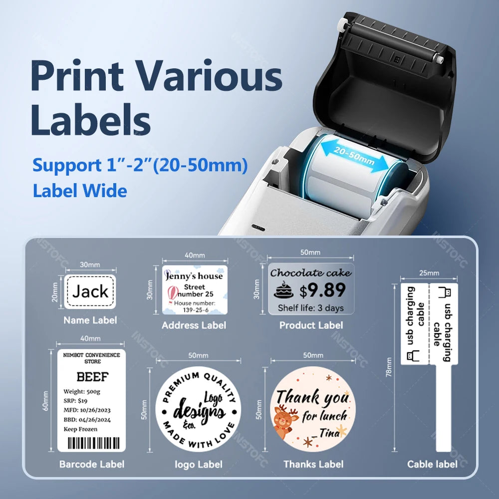 NiiMBOT B1 Portable Bluetooth Thermal Label Printer 2 Inch