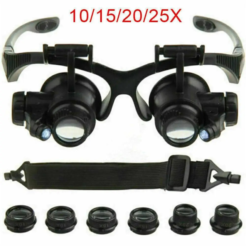 25X LED Magnifier Loupe Eyeglass – Jeweler Watch Repair Kit Magnifier Loupe Eyeglass Nixie black