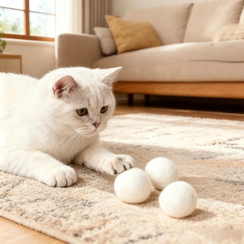 Silent Wool Ball Cat Toy – Bite-Resistant Hunting Chase Ball