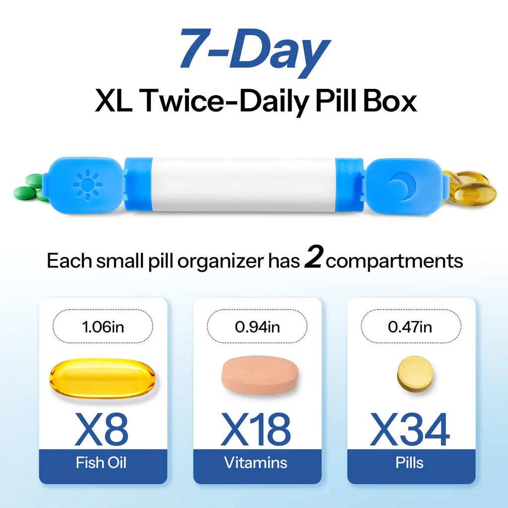 Weekly AM PM Pill Organizer – 7-Day Large Travel Pill Case Pill Organizer Case Nixie