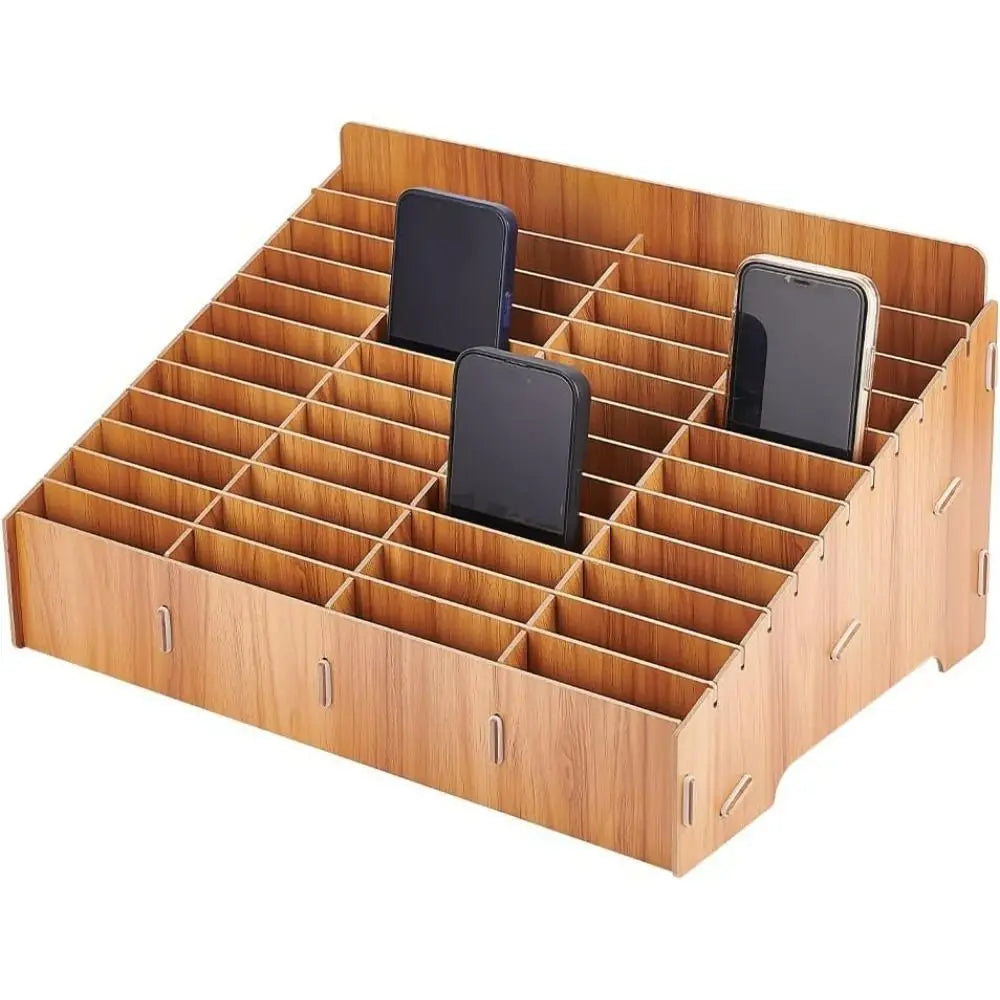 Wooden Multi-Grid Phone & Card Holder Desk Organizer Rack Desktop Organizer Rack Nixie