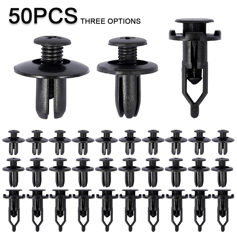 50pcs Car Retainer Clips 6mm 8mm 9mm Plastic Fastener Rivet Kit Auto Fastener Clips Nixie