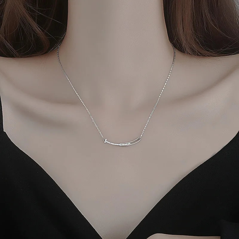 Women's Smiling Face Cubic Zirconia Pendant Necklace Pendant Necklace Nixie