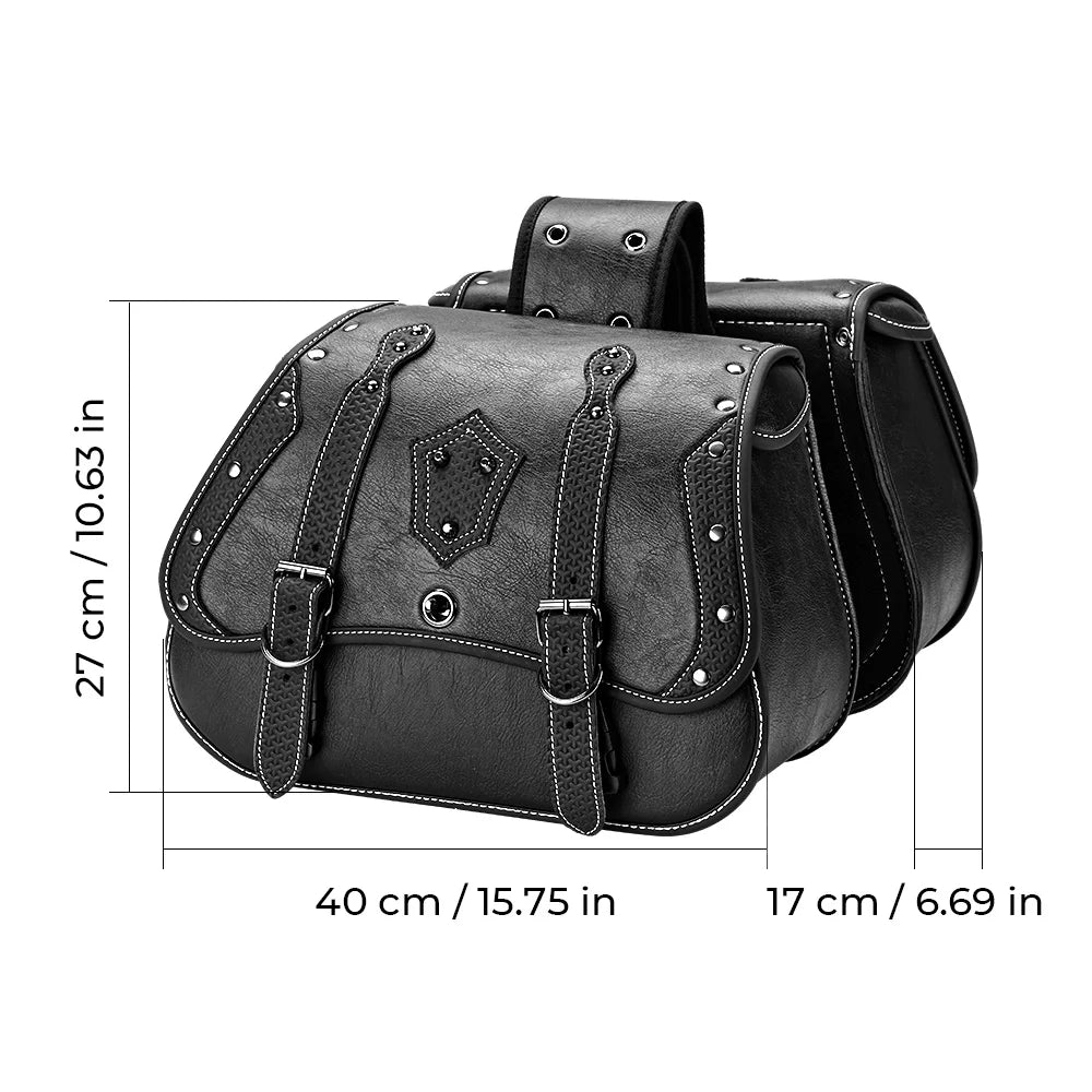 KEMITOUR Motorcycle Saddlebags PU Leather Throw Over Side Bags Motorcycle Saddlebags Nixie
