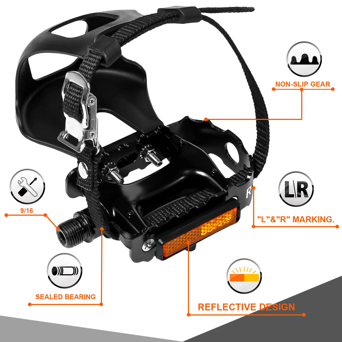 BUCKLOS Aluminum Alloy Bike Pedals with Toe Clip | Road & MTB Bicycle Pedals Nixie