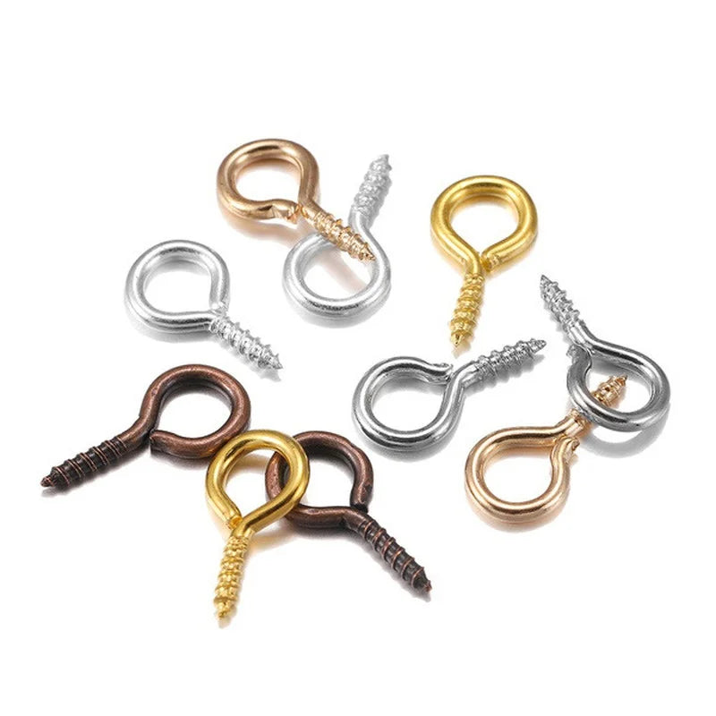 100pcs Mini Screw Eye Pins Eyelets Gold Silver Jewelry Findings DIY Jewelry Findings Nixie