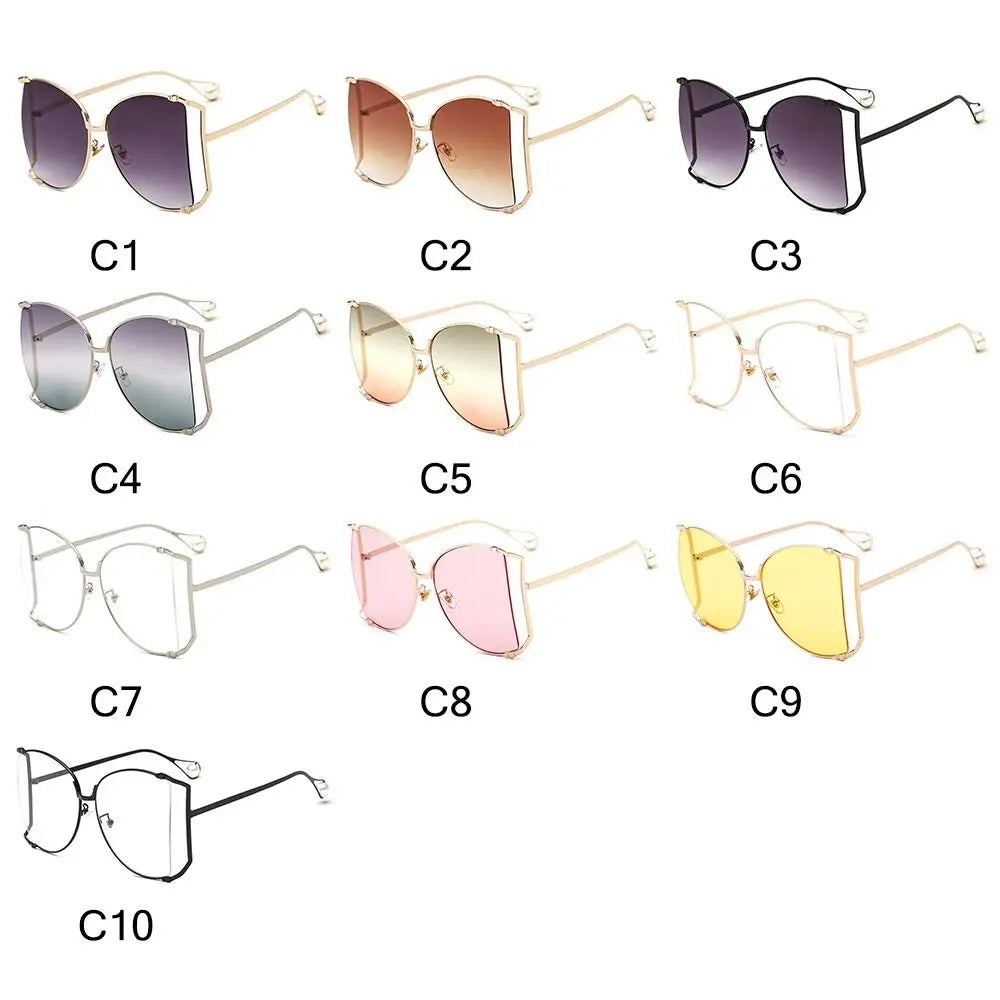Oversized UV400 Sunglasses – Colorful Metal Hollow Pearl Women Oversized Sunglasses Nixie