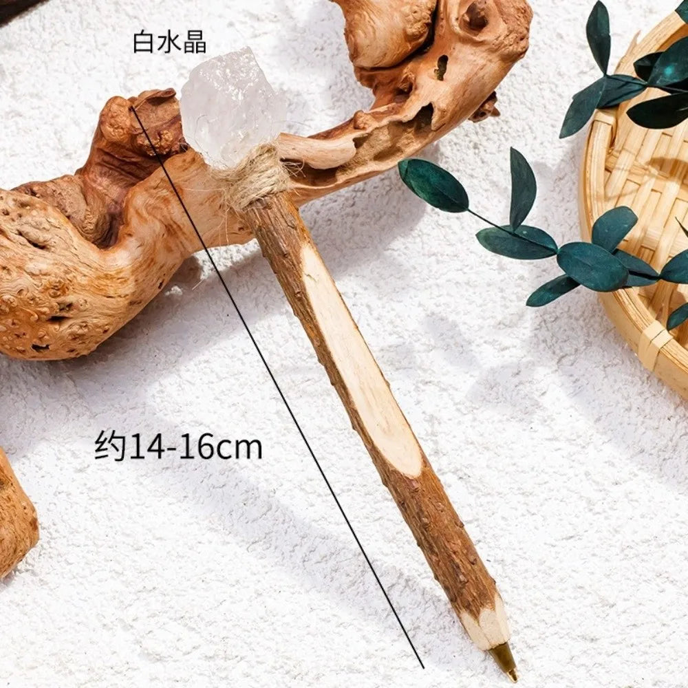 Handmade Natural Crystal Ballpoint Pen – Wooden Wand Writing Pen Crystal Wand Pen Nixie 2