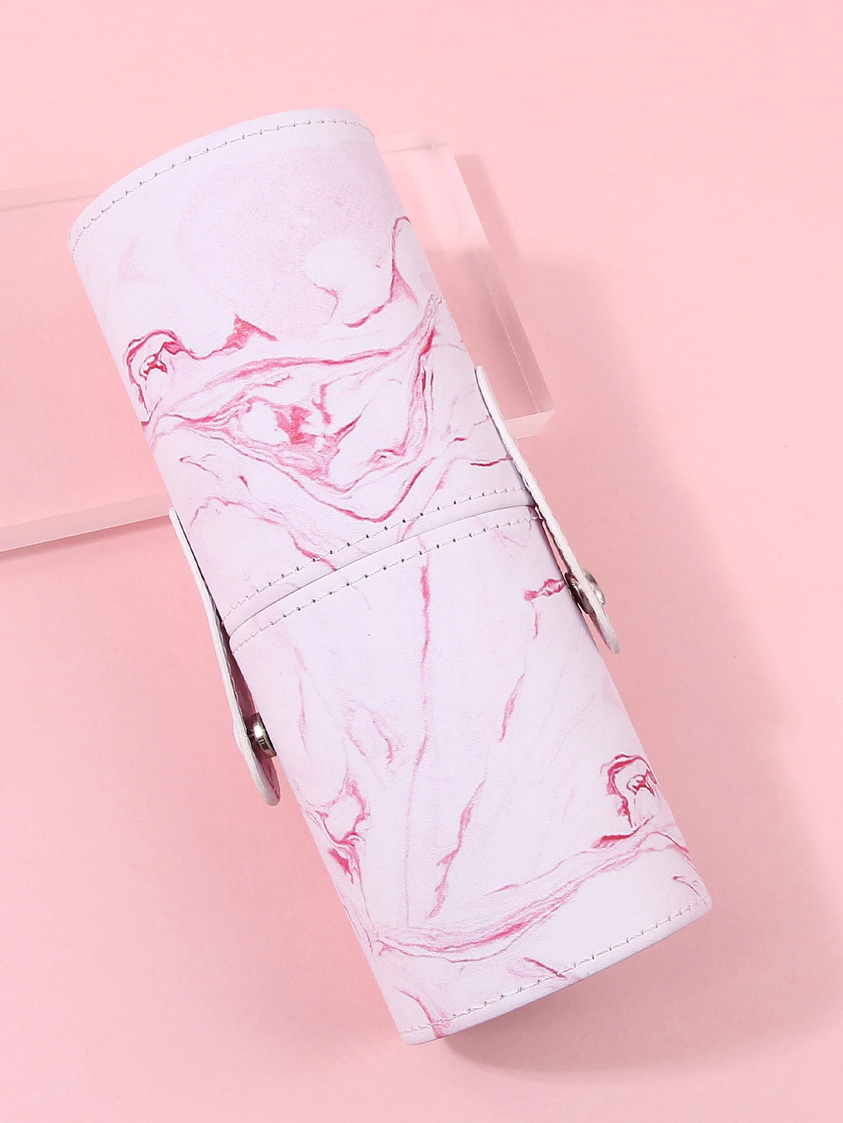 PU Leather Makeup Brush Holder Waterproof Travel Cylinder Bag