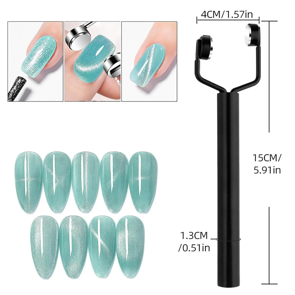 Dual-Head Cat Eye Nail Magnet Tool – Precision Gel Manicure Nail Art Magnet Nixie