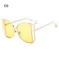 Oversized UV400 Sunglasses – Colorful Metal Hollow Pearl Women Oversized Sunglasses Nixie C9