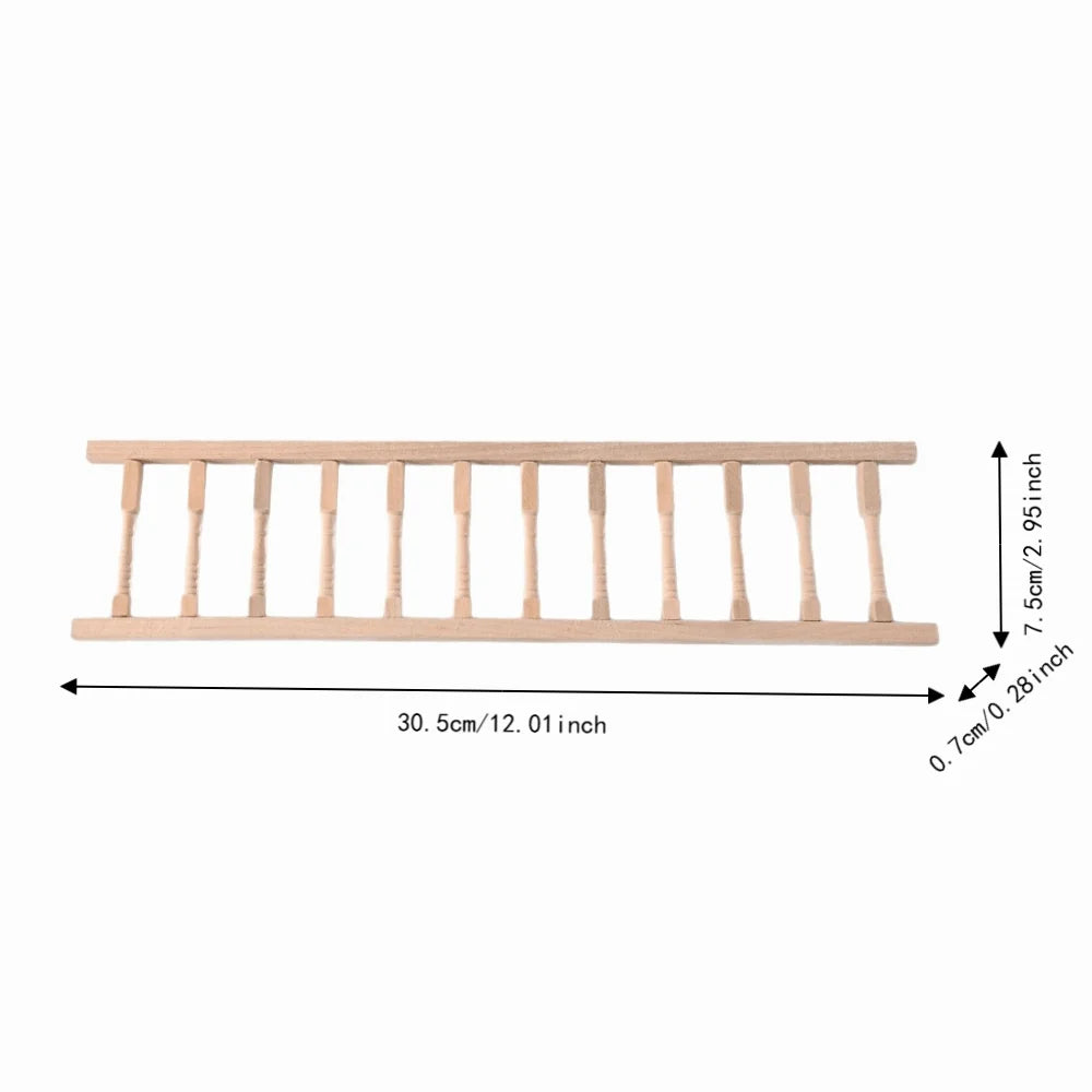 2pcs Birch Wood Dollhouse Railing 1:12 Scale Balustrade Kit Dollhouse Railing Kit Nixie