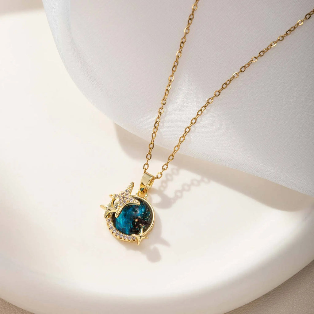 Dream Planet Zircon Pendant Necklace – Women's Stainless Steel Pendant Necklace Nixie