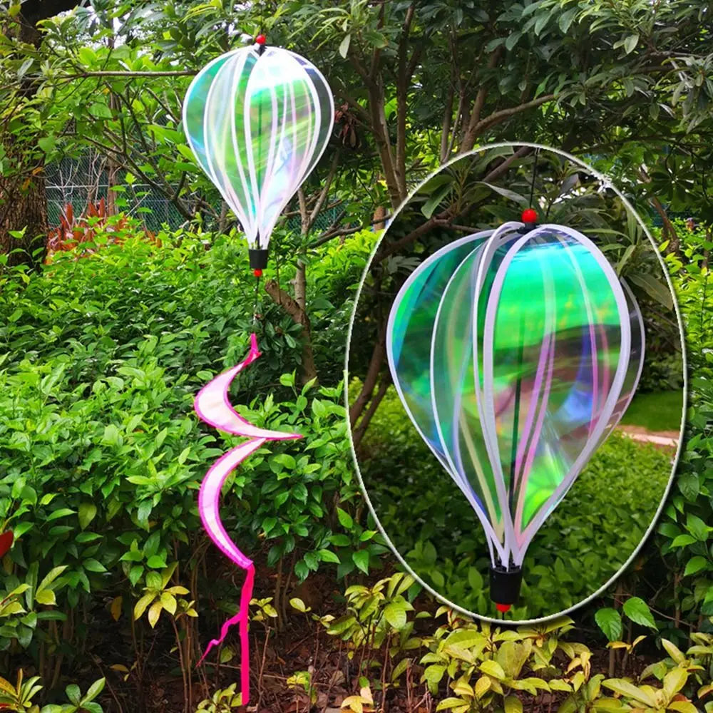 Giant Rainbow Hot Air Balloon Wind Spinner | Color-Changing PVC Garden Wind Spinner Nixie