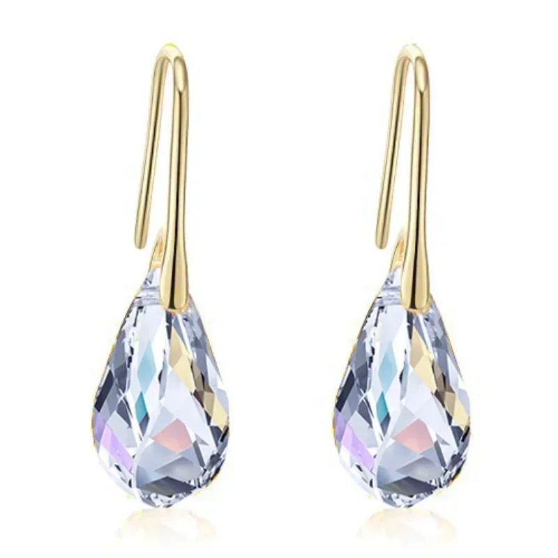 Gold Helix Crystal CZ Drop Earrings for Women | Nixie Crystal Drop Earrings Nixie