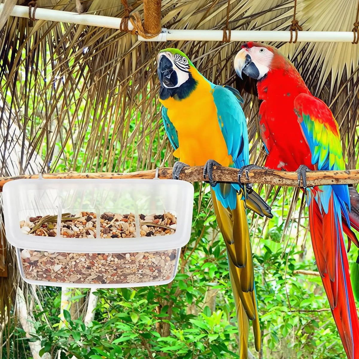 Transparent Anti-Spill Parrot Cage Feeder & Water Bowl