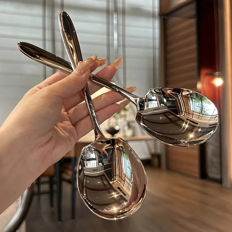 Nixie 2-Piece Oversized Stainless Steel Long Handle Spoons Serving Spoon Set Nixie Silver 2pcs