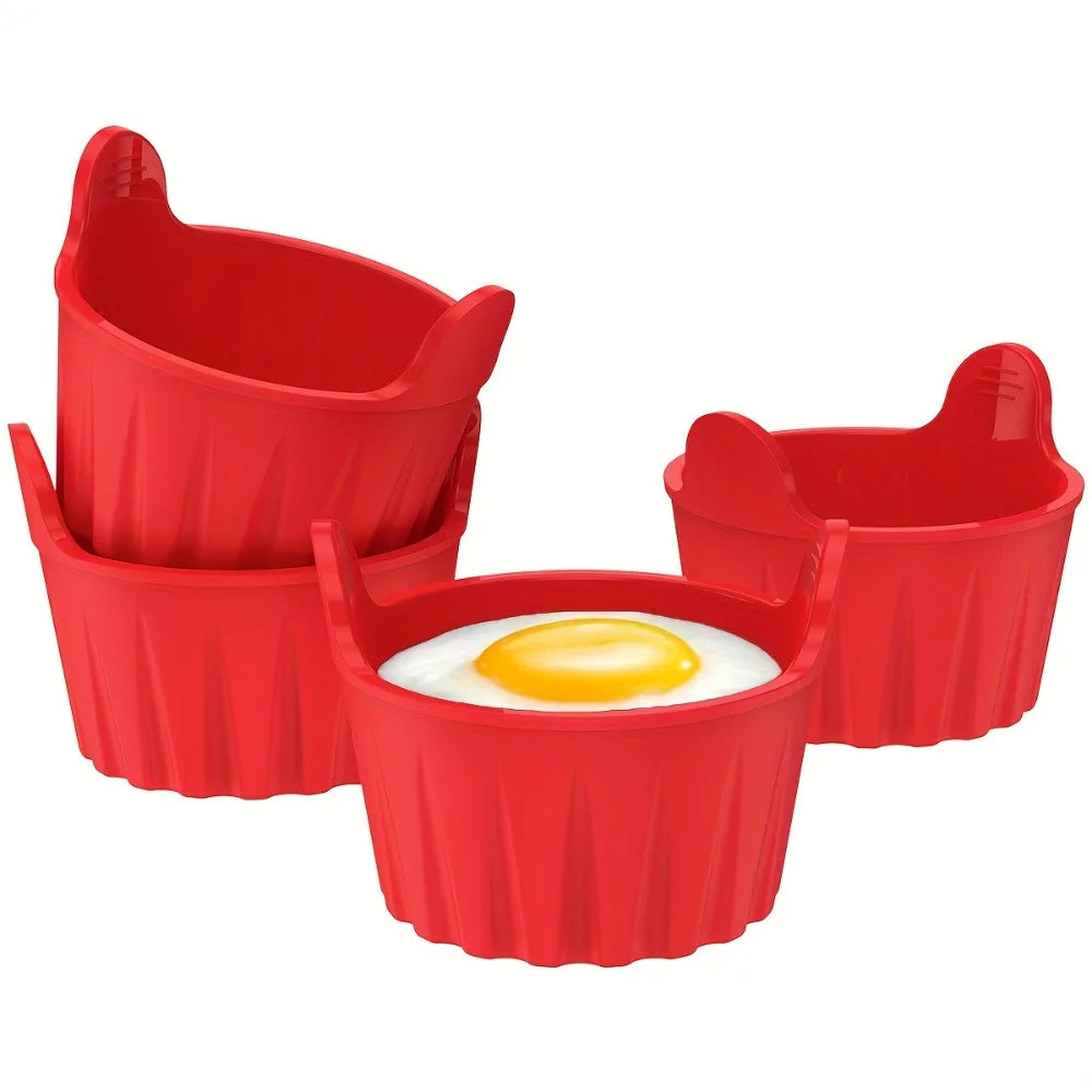 4PCS Non-Stick Silicone Air Fryer Muffin & Cupcake Molds Silicone Baking Molds Nixie Red