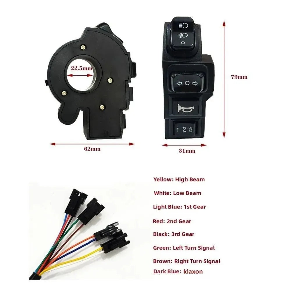 4-in-1 E-Bike Handlebar Switch – Horn, Turn Signal & Headlight Handlebar Control Switch Nixie