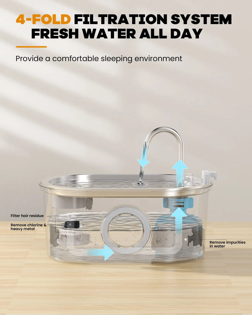 NautyPaws 3.2L Stainless Steel Cat & Dog Water Fountain Pet Water Fountain Nixie