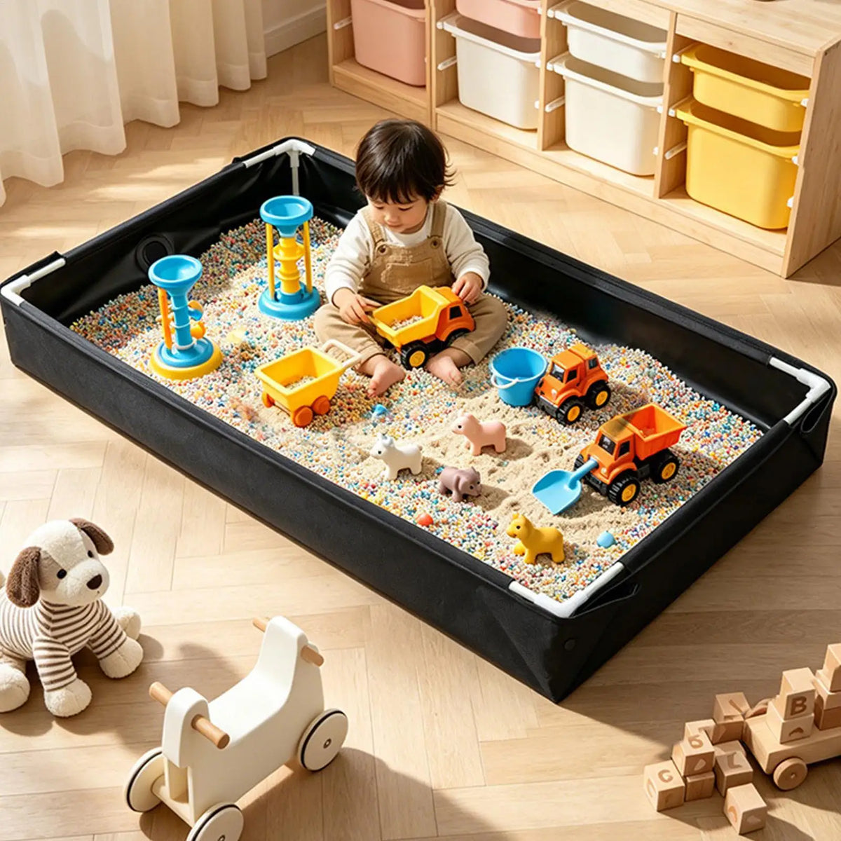 Portable Foldable Sandbox & Water Play Pool with Drain Pipe