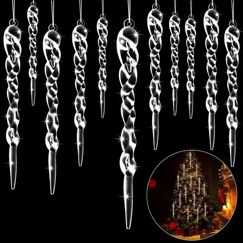 36PCS Clear Acrylic Icicle Christmas Ornaments – 9 Styles Christmas Ornaments Nixie