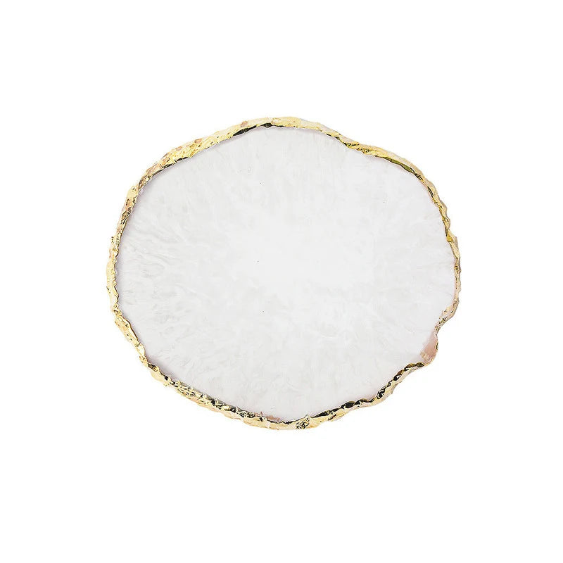 Round Resin Onyx Stone Nail Palette & Gel Polish Mixing Tray Nail Art Palette Nixie Round White