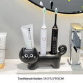 Black Cat Ceramic Toothbrush Holder – 3-Slot Bathroom Organizer Toothbrush Holder Nixie B