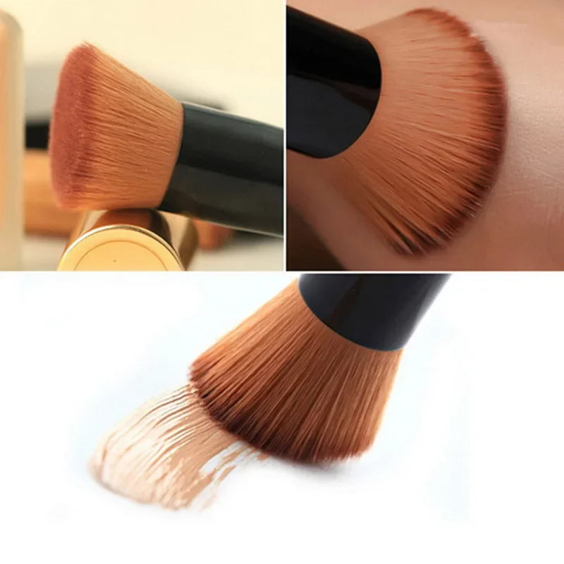Oblique Head Foundation Powder Makeup Brush – Wood Handle