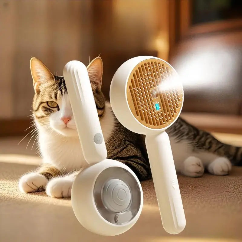 3-in-1 Pet Steam Grooming Brush | 30ml Tank, 35-Min Mist