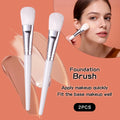 2PCS Soft Bristle Foundation Brushes – Streak-Free Face Brush Set Makeup Brush Set Nixie WHITE