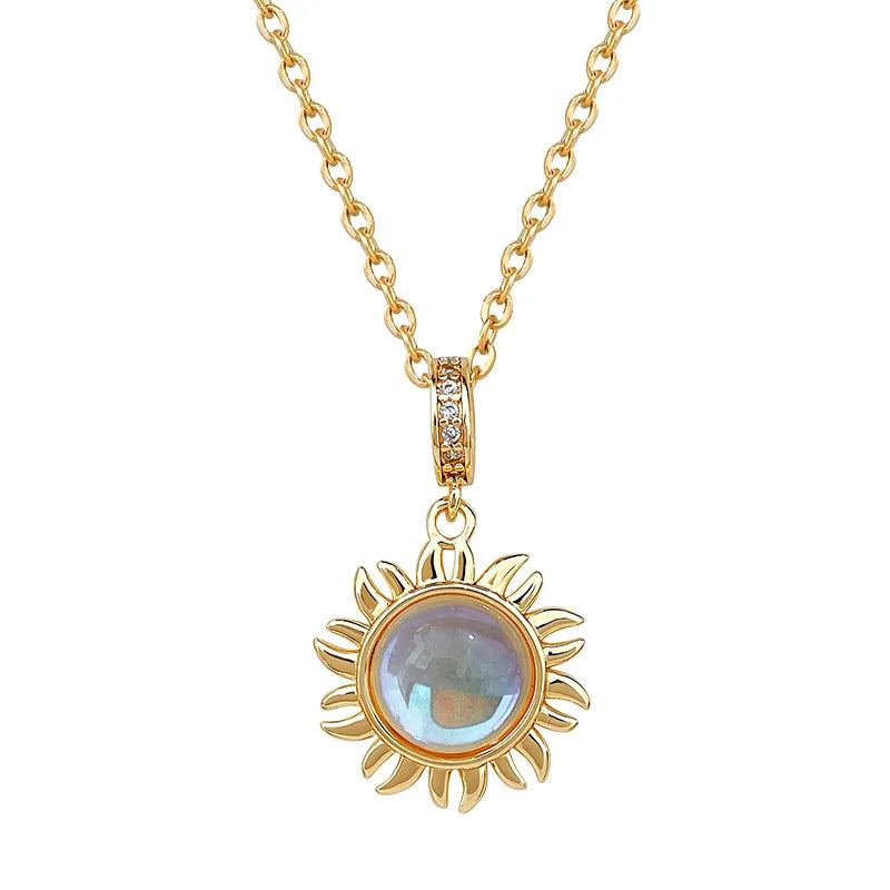 Sunflower Pendant Choker Necklace | Gold Stainless Steel Pendant Necklace Nixie