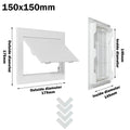 White ABS Access Panel Hatch Cover – Wall & Ceiling Inspection Door Access Panel Hatch Nixie 150x150mm