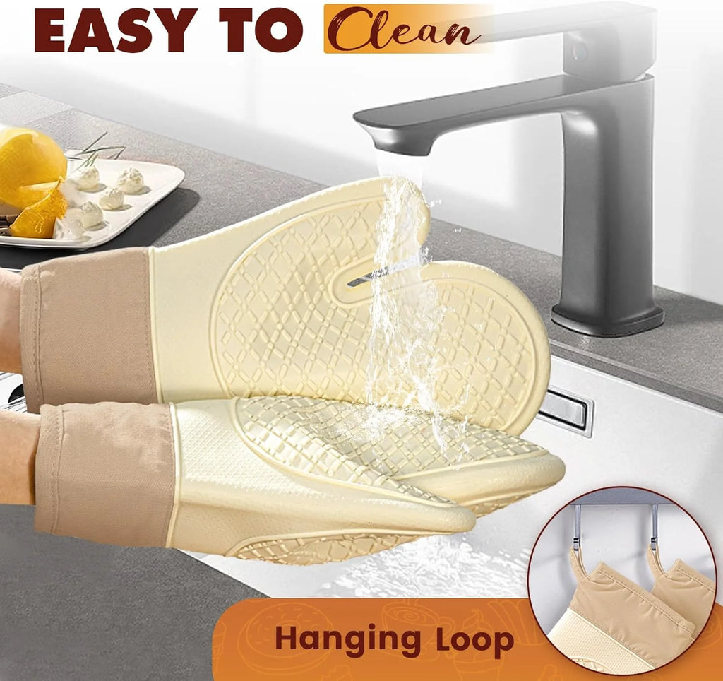 Silicone Oven Mitts Non-Slip Heat Resistant Kitchen Gloves Silicone Oven Mitts Nixie