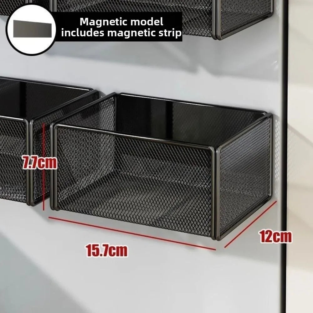 Magnetic Metal Basket Organizer – Fridge & Pegboard Rack Magnetic Storage Basket Nixie S Black